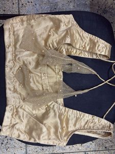 Stunning Golden Embellished Lehenga Choli Set