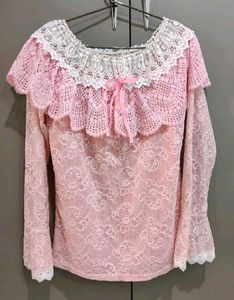 Pink Lace Topwith Jean Set
