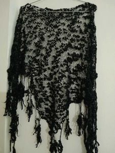 Black Lace scarf with Tassels