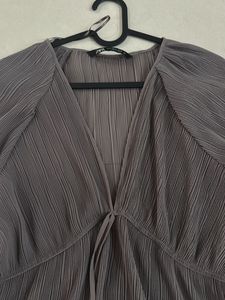 Zara Lace Shirt With Tie Detail