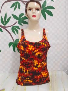 (708)Retro Print Sleeveless Tank Top