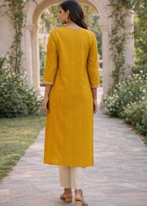 Elegant Yellow Embroidered Kurta