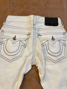 True Religion Jeans - White with Black Stitching