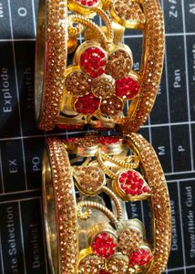 Exquisite Red & Gold Crystal Bangles💛❤️