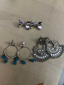 Chic Hoop &amp; Jhumka Earring combo of 3