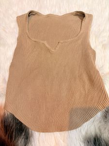 Tan Ribbed Tank Top