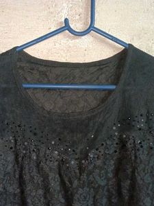 Elegant Black Lace Blouse Layered
