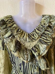 Boho Ruffle Zebra Print Top