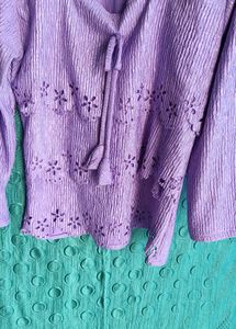 combo beautiful top ,Purple Crinkled Blouse with F