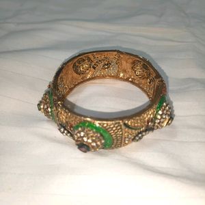 Golden Peacock Blue Green Red Kada Bangle Bracelet