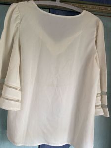 Chic Sheer Sleeve V-Neck Top