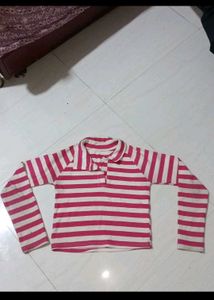 Chic Striped Cropped Long Sleeve Top