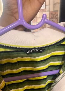 Striped Collared Crop Top