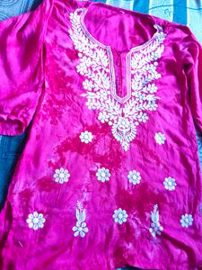 Embroidered Pink Kurti