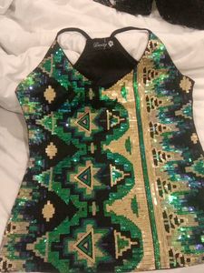 Sparkling Sequin Patterned Tank Top