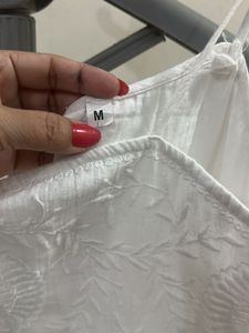 White Tiered Sundress with Embroidery
