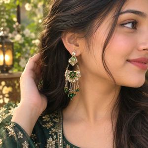 Stunning Emerald & Crystal Dangle Earrings