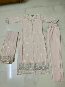 Elegant Baby Pink Embroidered Kurta Set with Dupat