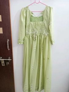 Pista Green New Gown Style Kurti