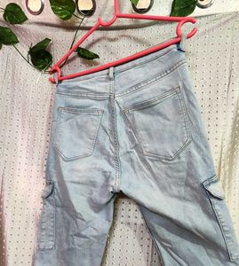 H&amp;M Light Wash Denim Cargo Jeans