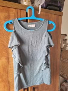 Grey Cold Shoulder T-Shirt