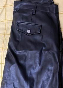 Black Faux Leather Wide Leg Pants