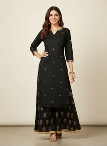 Biba Black And Gold Palazzo Pant
