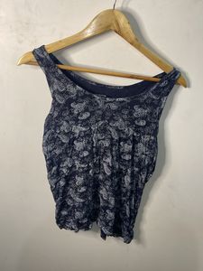 Primark Navy Paisley Print Sleeveless Top