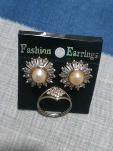 Fashion Earrings with Pearl Accent