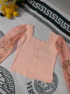 Peach Floral Sleeve Top