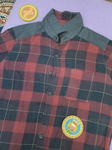 Men's Red Plaid Button-Down Shirt