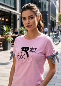 Cute Pink T-Shirt with Bow Sleeves