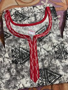 Printed Rayon Kurti with Embroidery | XXL