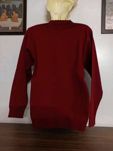 Maroon Button-Up Knit Cardigan