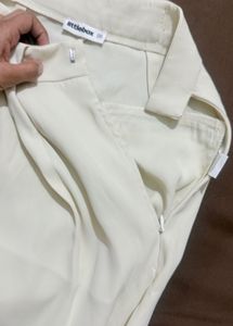 Elegant Cream Wide Leg Pants with Belt