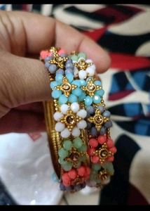Boho Beaded Flower Bangles