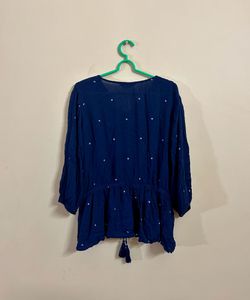 Blue Peplum Top