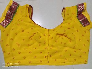 Vibrant Yellow Floral Print Saree