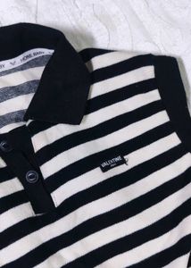 Striped Sleeveless Polo Top