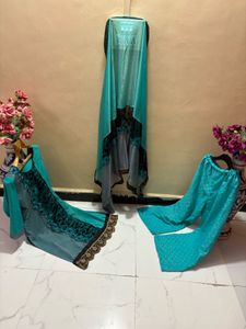 Elegant Teal &amp; Black Shalwar Kameez Set