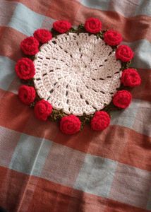 Handmade Crochet Doily with Roses