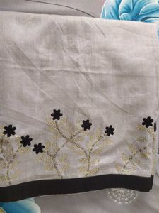 Elegant Grey Saree with Black Border