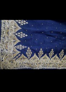 Elegant Blue Saree with Golden Border