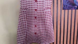 Vintage Red Gingham Button-Up Dress
