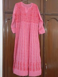 Pink Embroidered Anarkali Kurta