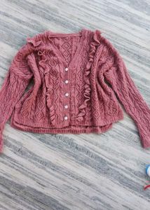 Cute Ruffle Knit Cardigan korean