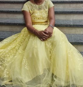 Elegant Yellow Embellished Gown