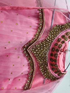 Elegant Pink Embroidered Lehenga Skirt