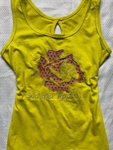 Yellow Tank Top with Floral Design