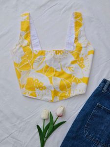 Yellow Floral Print Corset top